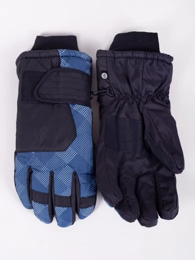 Rękawiczki narciarskie chłopięce, niebieskie, Yoclub