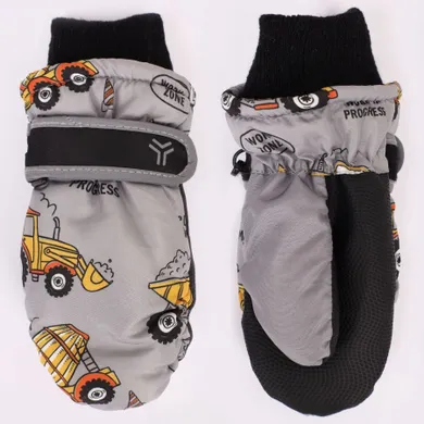 Rękawiczki narciarskie chłopięce, szare, Yoclub