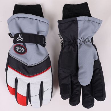 Rękawiczki narciarskie chłopięce, szare, Yoclub