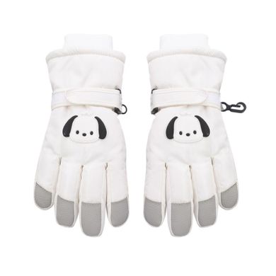 Rękawiczki narciarskie dziewczęce, białe, Rak