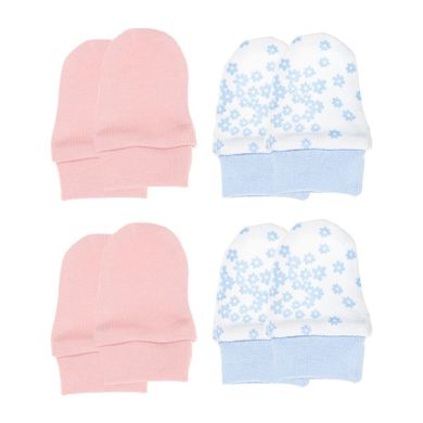 Rękawiczki niedrapki niemowlęce, mix, zestaw, 4 szt., Nicol