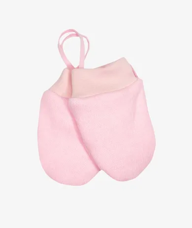 Rękawiczki zimowe niemowlęce na sznurku, różowe, Iltom