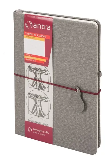 Renesans, notes A5, w kropki, szary, 1 szt.