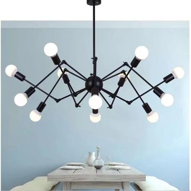 Reto, nowoczesna lampa sufitowa, żyrandol, pająk, czarny, 10-ramienny