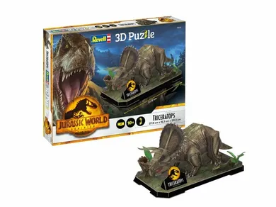 Revell, Jurassic World, Triceratops, puzzle 3D, 44 elementy