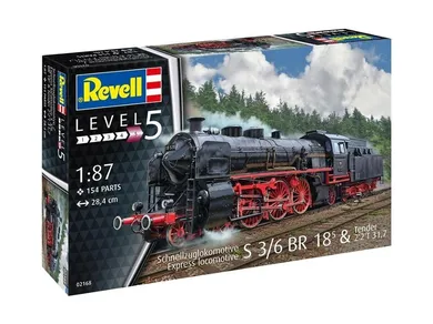 Revell, lokomotywa parowa S3/6 BR18-Tender, model do sklejania, 1:87