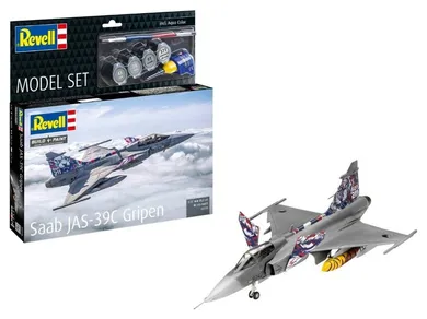 Revell, Saab JAS-39C Gripen, model myśliwca do składania z farbkami, 1:72