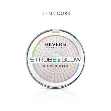 Revers, Strobe & Glow Highlighter, puder rozświetlający, 01 unicorn, 8 g