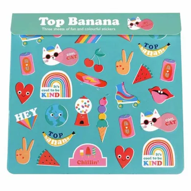 Rex London, naklejki dla dzieci 3 arkusze, top banana