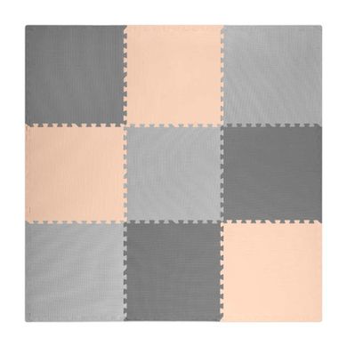 Ricokids, mata piankowa, puzzle, szachownica, 9 elementów, szaro-brzoskwiniowa, 180-180 cm