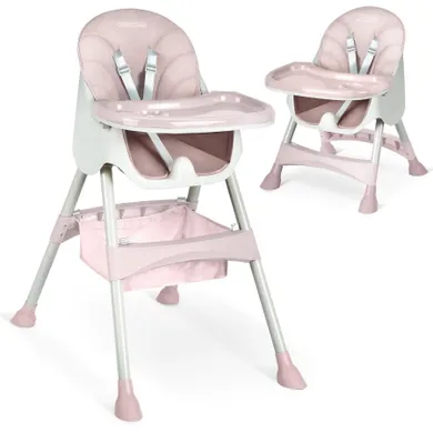 Ricokids, Milo, krzesełko do karmienia ze stolikiem, różowe