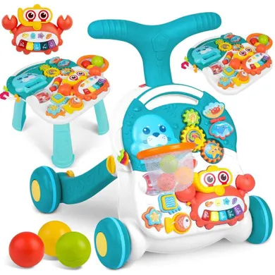 Ricokids, pchacz, chodzik edukacyjny 2w1, RK-810, biało-niebieski