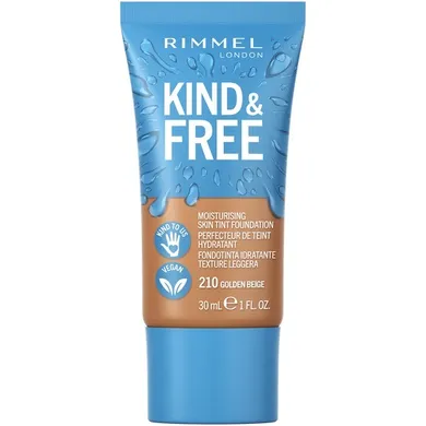 Rimmel, Kind & Free, wegański podkład nawilżający, 210 Golden Beige, 30 ml