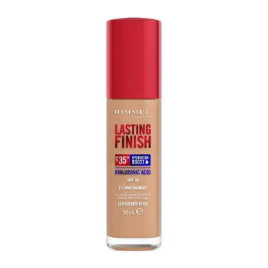 Rimmel, Lasting Finish 35H, silnie nawilżający i długotrwale kryjący podkład do twarzy z filtrem SPF20, 210 Golden Beige, 30 ml