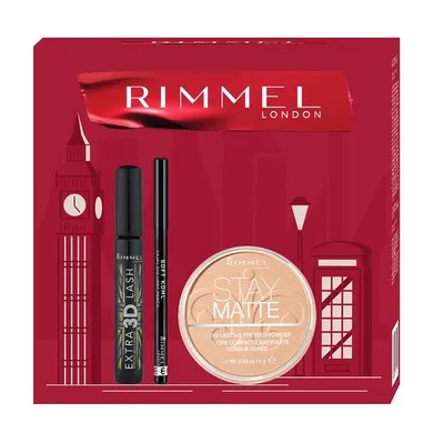 Rimmel, zestaw, wydłużający tusz do rzęs, 8 ml + matujący puder do twarzy, 14g + kredka do oczu, 1.2g