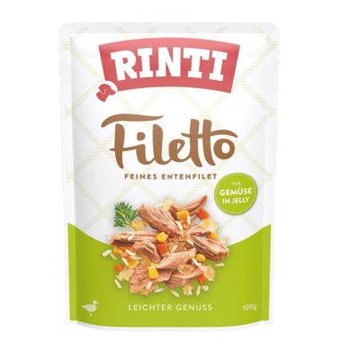 Rinti, Filetto, saszetka dla psa, kaczka i warzywa, w galaretce, 100g
