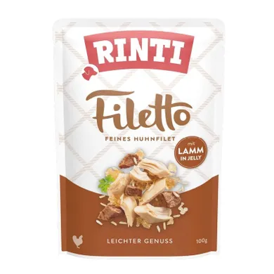 Rinti, Filetto, saszetka dla psa, kurczak i jagnięcina, w galaretce, 100g