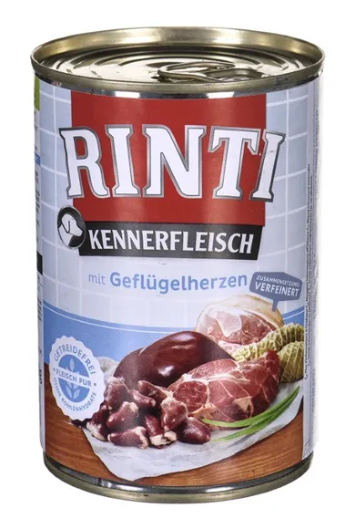 Rinti, Pur Kennerfleisch, karma mokra dla psa, serca drobiowe, 400g