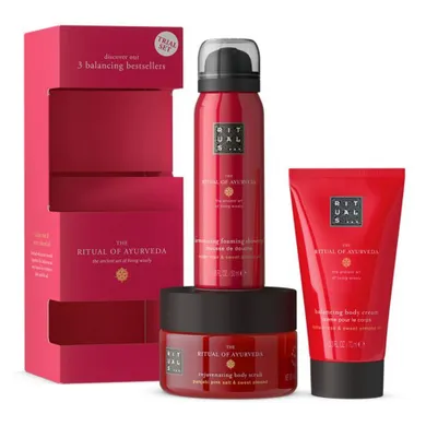 Rituals, The Ritual of Ayurveda, zestaw prezentowy: pianka pod prysznic, 50 ml + peeling do ciała, 125 ml + krem ​​do ciała, 70 ml