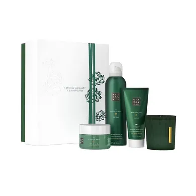 Rituals, The Ritual of Jing, zestaw prezentowy M: żel pod prysznic, 200 ml + krem ​​do ciała, 100 ml + peeling do ciała, 125 g + świeca zapachowa, 140 g