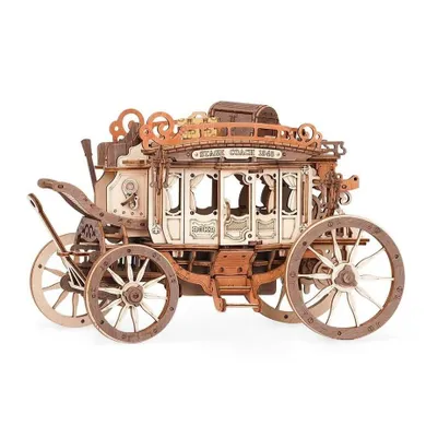Robotime, Dyliżans Bryczka, drewniane puzzle 3D z pozytywką