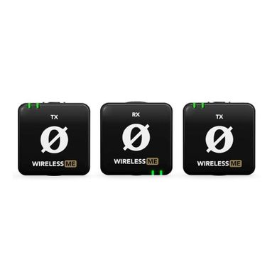 Rode, Wireless ME Dual, kompaktowy bezprzewodowy system mikrofonowy z dwoma nadajnikami do nagrywania dwukanałowego, czarny
