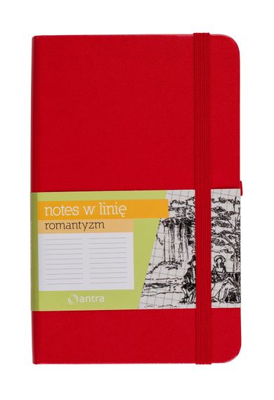 Romantyzm, notes A5 z gumką, w linię, czerwony