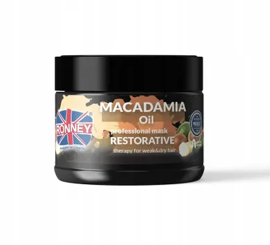 Ronney, Macadamia Oil Professional Mask Restorative, wzmacniająca maska do włosów suchych i osłabionych, 300 ml