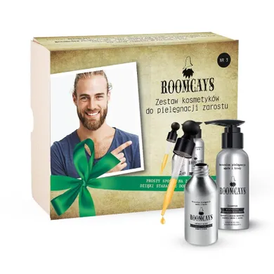 Roomcays, Zestaw #3 kosmetyków dla mężczyzn: szampon do brody, 120 ml + olejek do brody, 50 ml