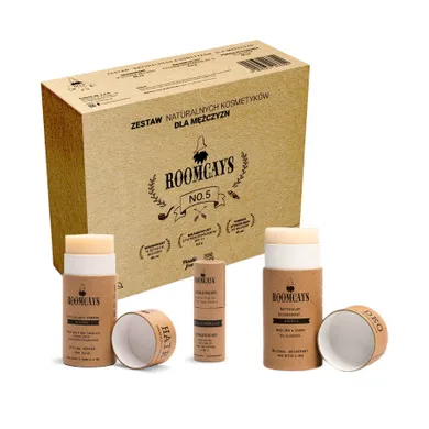 Roomcays, zestaw kosmetyków dla mężczyzn: dezodorant w sztyfcie, 65 ml + pomada stylizująca do włosów, 65 ml + balsam do ust SPF15, 8,3g