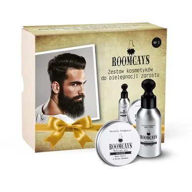 Roomcays, zestaw kosmetyków dla mężczyzn: olejek do brody, 50 ml + wosk do wąsów, 30 ml