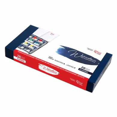 Rosa, farby akwarelowe w kostkach, classic, 28 kolorów