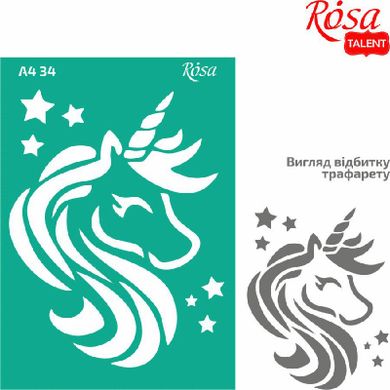 Rosa, szablon samoprzylepny wielokrotnego użytku, jednorożec, 21-29,7 cm