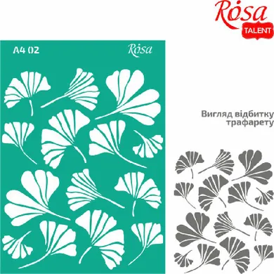 Rosa, szablon samoprzylepny wielokrotnego użytku, liście miłorzębu, 21-29,7 cm