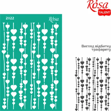 Rosa, szablon samoprzylepny wielokrotnego użytku, serca, 13-20 cm