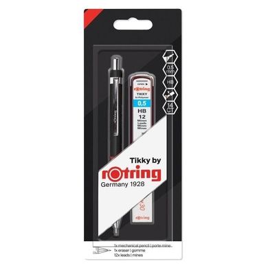 Rotring, Tikky, ołówek automatyczny z gumką + grafity, 0,5 mm