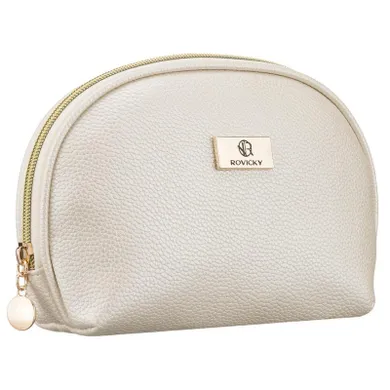 Rovicky, kosmetyczka, skóra ekologiczna, 1-komorowa, beżowa
