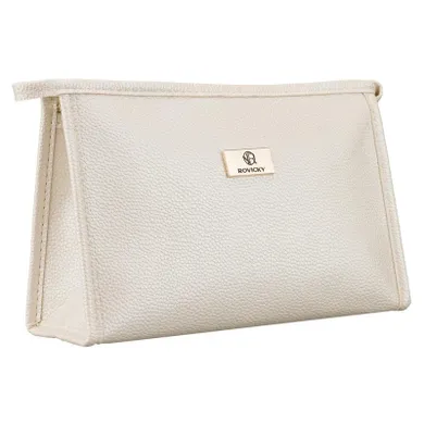 Rovicky, kosmetyczka, skóra ekologiczna, 1-komorowa, beżowa