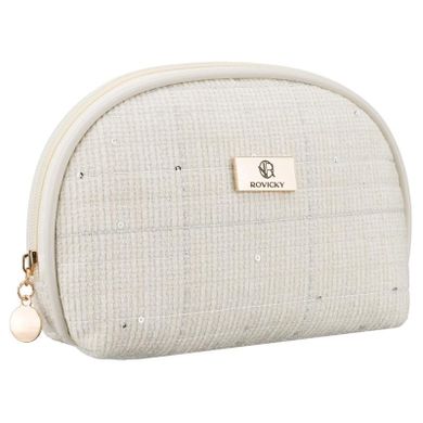 Rovicky, kosmetyczka, tkanina syntetyczna, cekinowa, beżowa