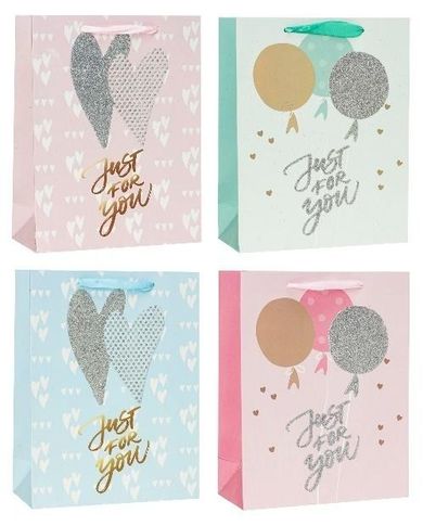 Rozette, torebka prezentowa, brokat, 18-23-8 cm, 1 szt.