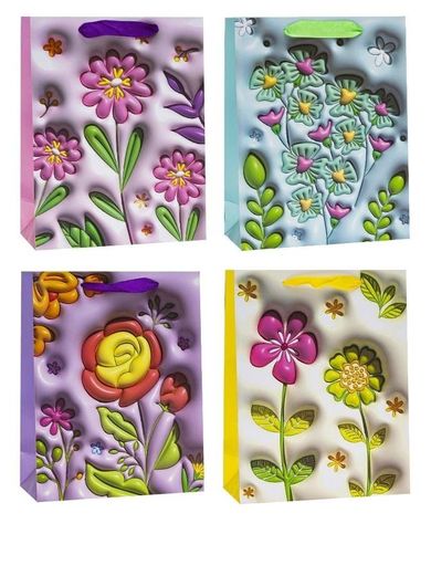 Rozette, torebka prezentowa, kwiaty, 31-42-12 cm, 1 szt.