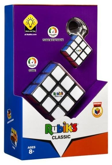 Rubik's, Kostka Rubika, Classic, łamigłówka 3-3 + breloczek