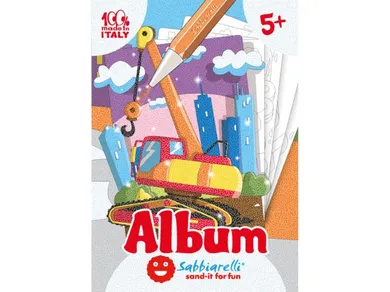 Sabbiarelli, Pojazdy budowlane, album do kolorowania magicznym piaskiem, 5+