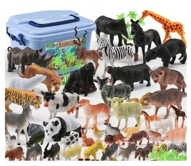 Safari i Farma, zwierzęta, zestaw figurek w pudełku, 58 elementów
