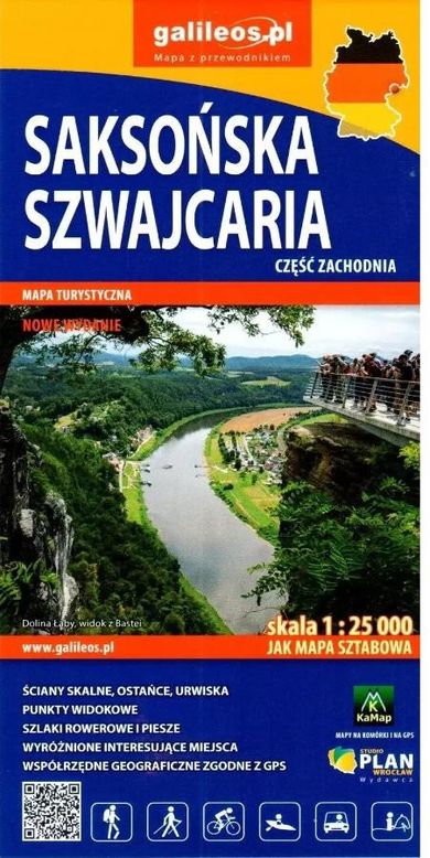 Saksońska Szwajcaria. Część zachodnia. Mapa turystyczna 1:25 000