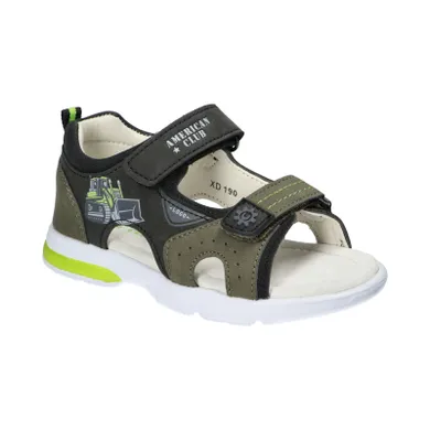Sandały chłopięcie, khaki, skórzana wkładka, American Club