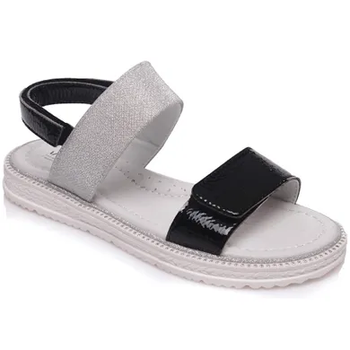 Sandały dziewczęce, czarno-białe, Weestep