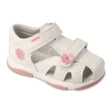 Sandały dziewczęce, ecru, skórzana wkładka, Befado