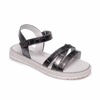 Sandały dziewczęce, szare, skórzana wkładka, Weestep