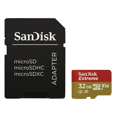 SanDisk, karta pamięci Micro SD 32GB Extreme (microSDHC) 100MB/s + SD adapter + do kamer sportowych Go Pro